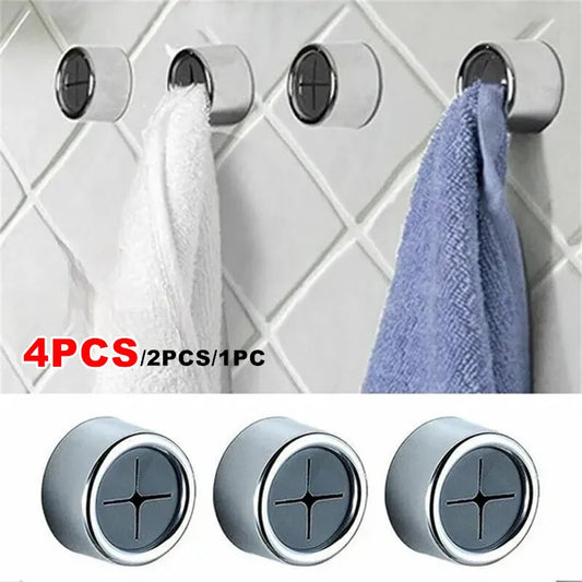 1/2/4PCS Towel Holder Towel Hook Push In Tea Towel Holder Grip Hook Chrome Self Adhesive Kitchen Cloth Clip